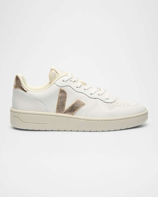 V-10 Bicolor Leather Low-Top Sneakers